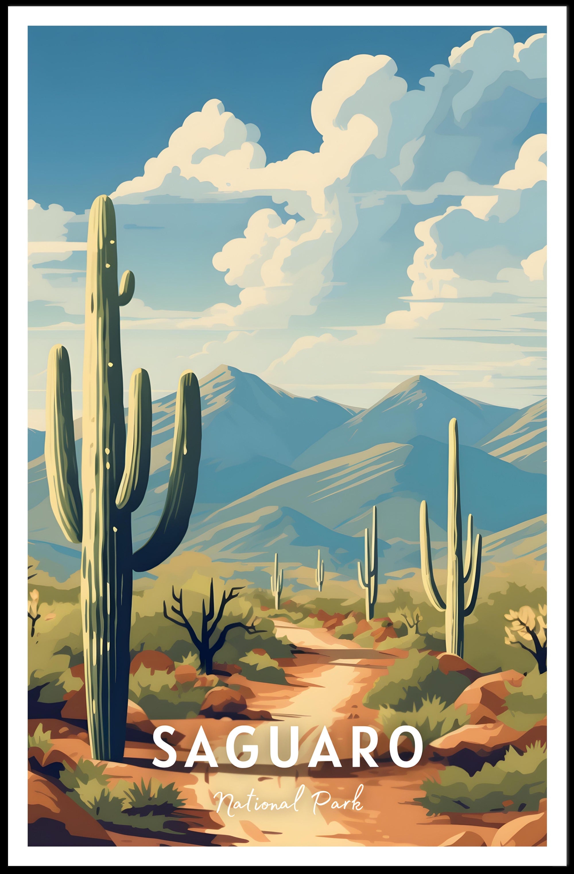 Saguaro National Park Poster Vintage Desert Travel Print