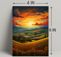 Sunset Over Rolling Hills Poster