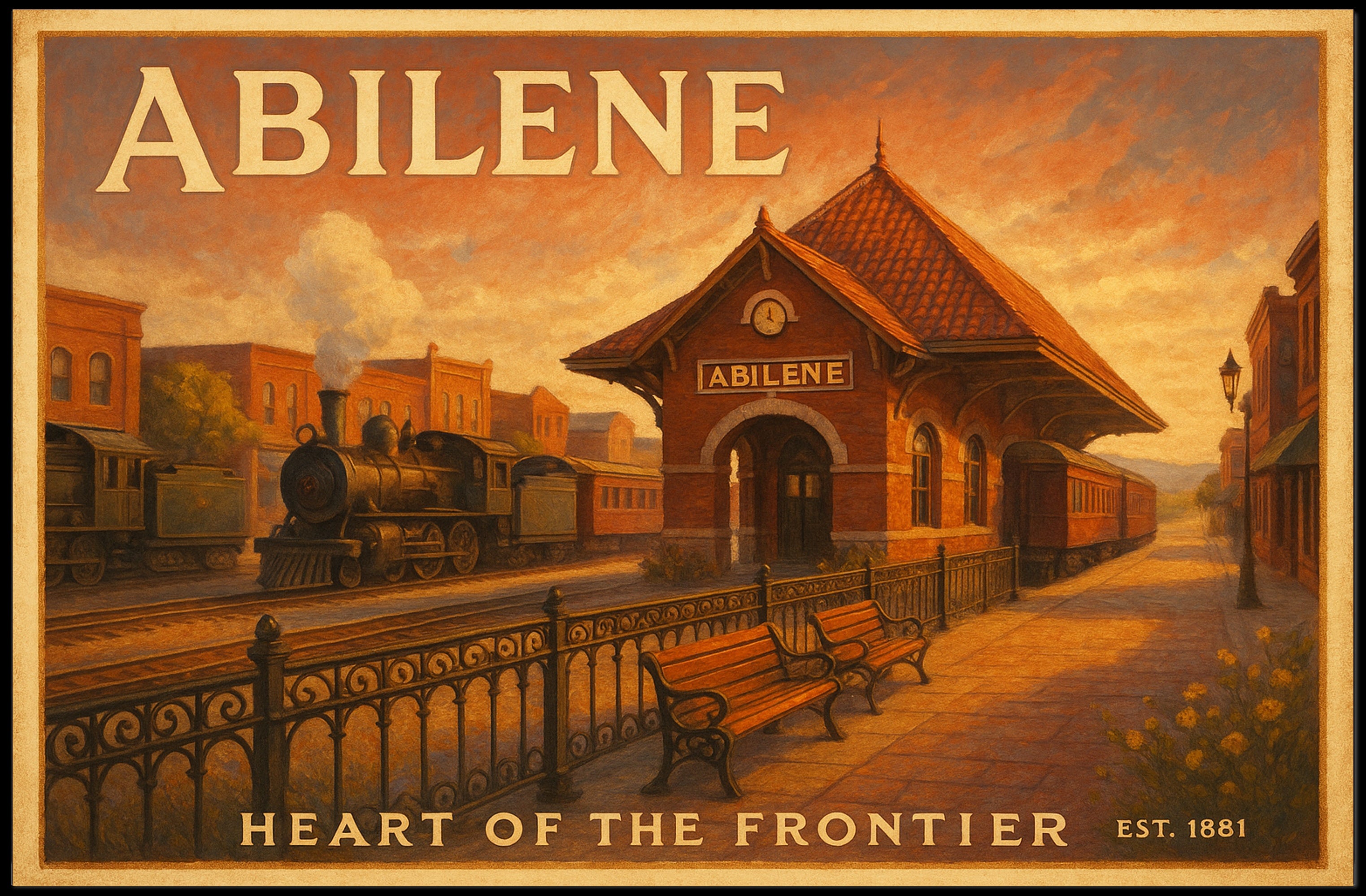 Abilene Railway Station Travel Poster Art Print