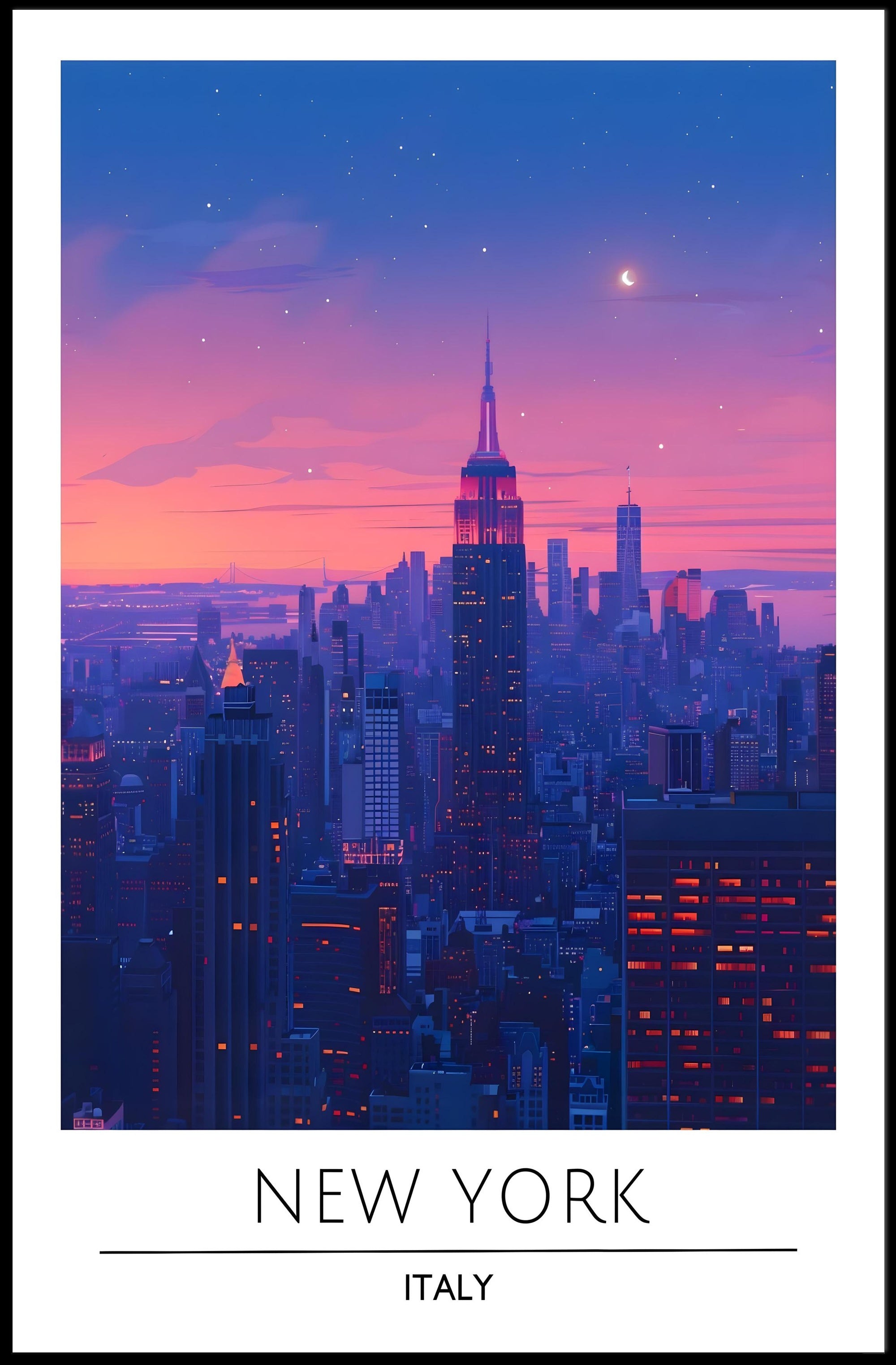 New York City Twilight Skyline Urban or Cityscape Poster