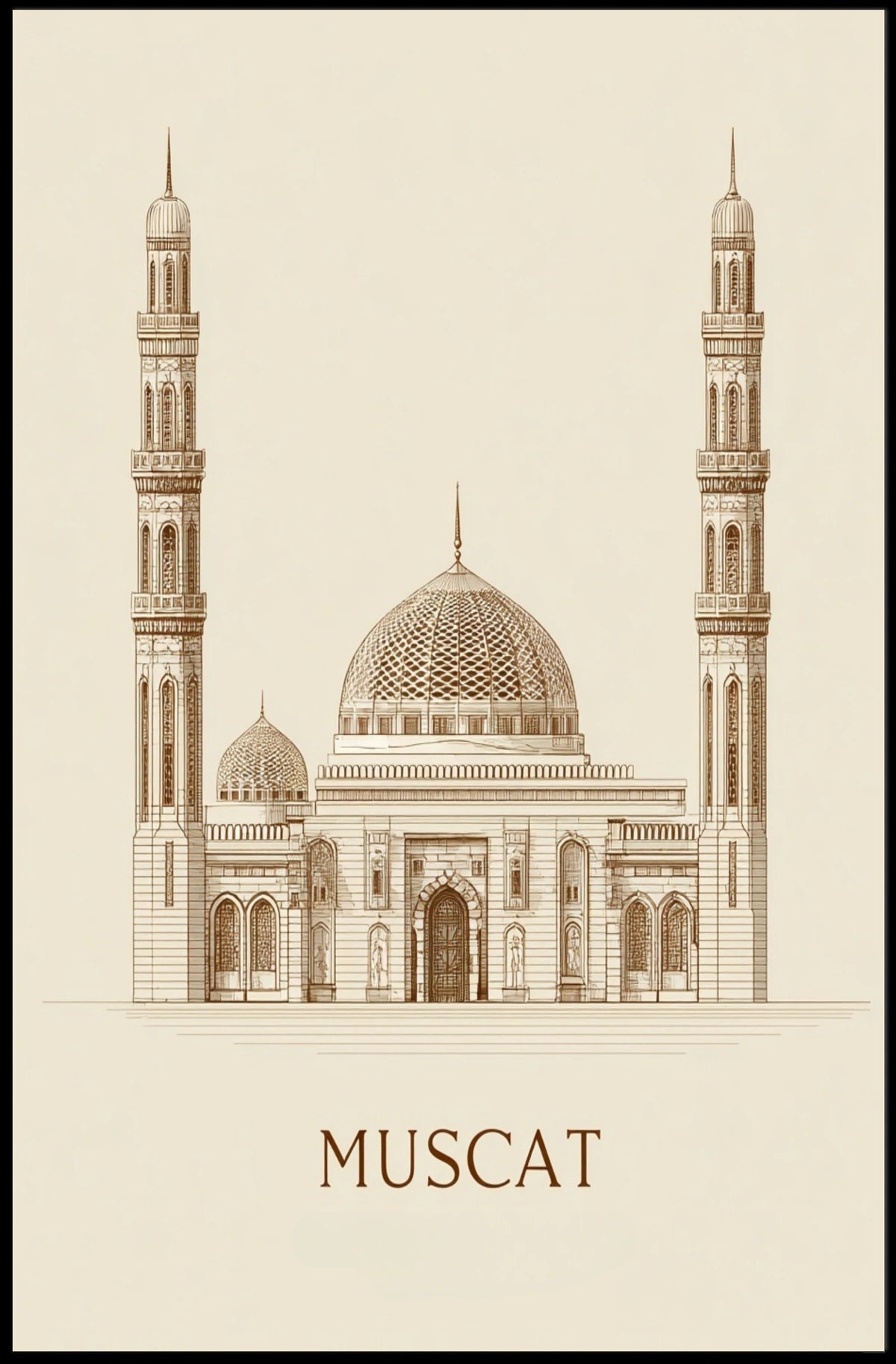 Muscat Architectural Illustration Poster