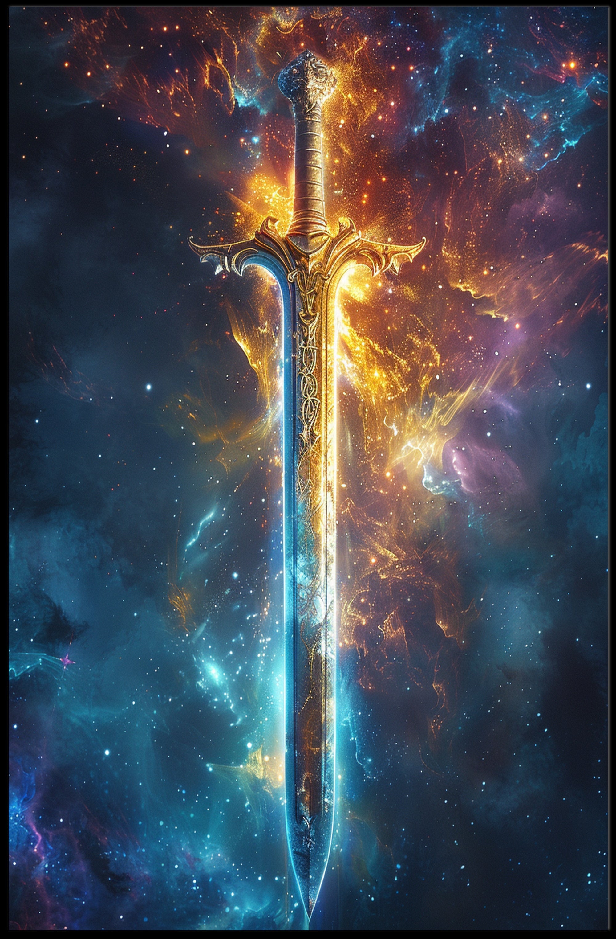 Cosmic Blade Art Print Poster for Home Decor and Wanderlust Enthusiasts PosterGoat