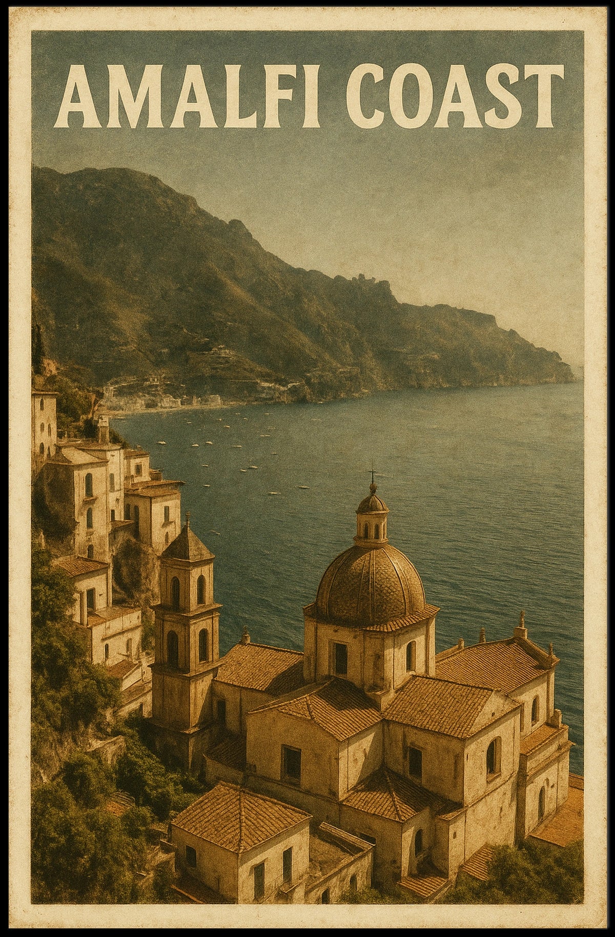Amalfi Coast Vintage Travel Vintage Poster