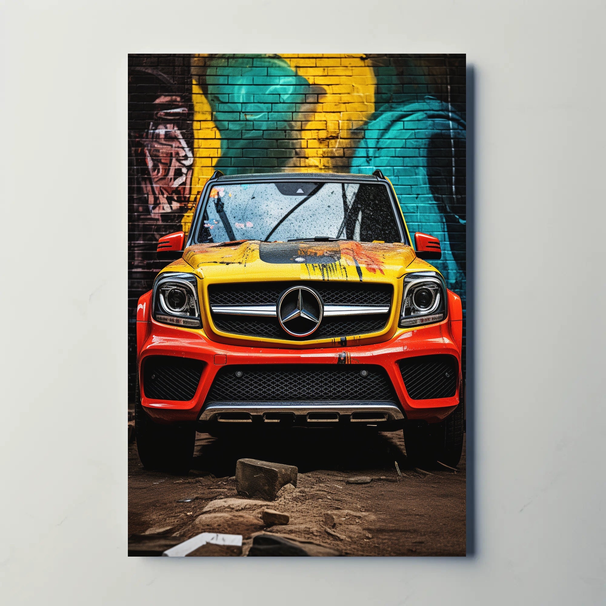 Luxury Meets Urban Art: Vibrant Mercedes-Benz SUV Poster