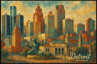Detroit Skyline Art Poster