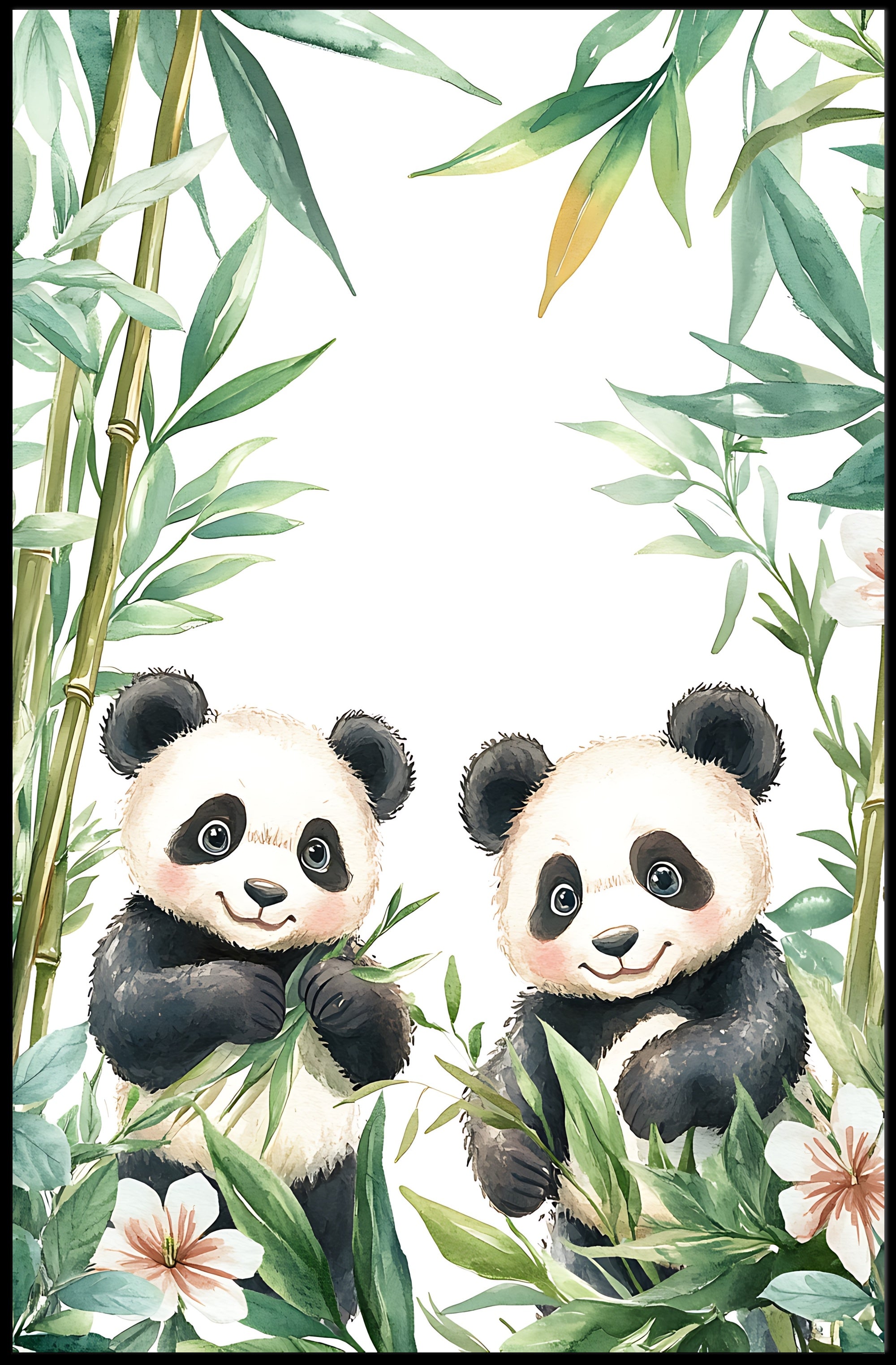 Enchanting Pandas in Bamboo Animal Poster