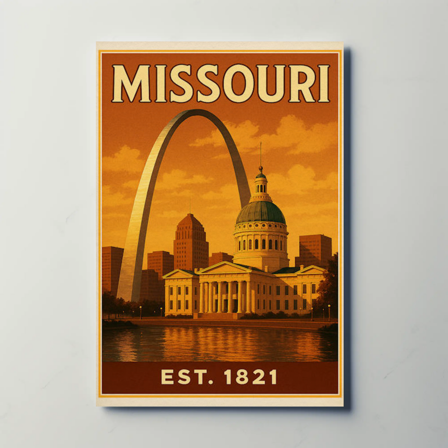 Missouri Capitol Arch Sunset Skyline Poster Poster