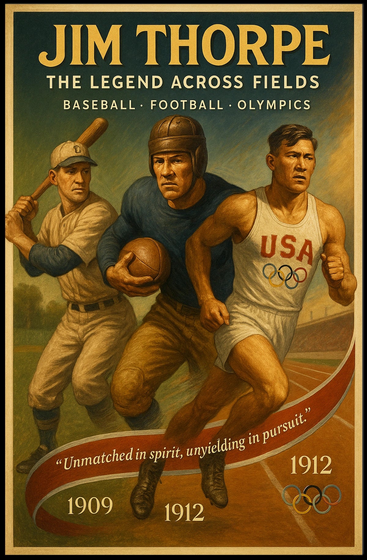 Jim Thorpe Iconic Athlete Tribute Poster