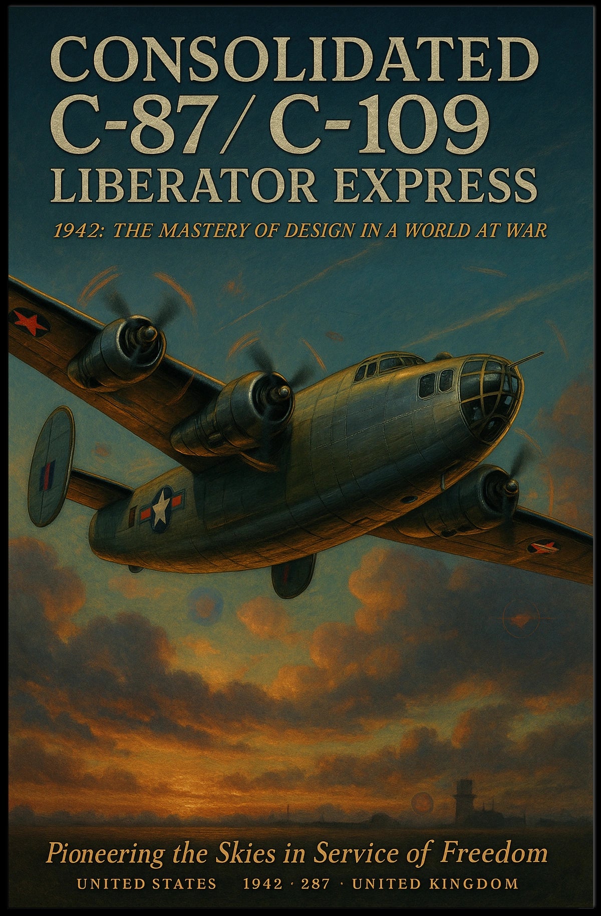 Consolidated C-87 Liberator Express Vintage Aviation Poster