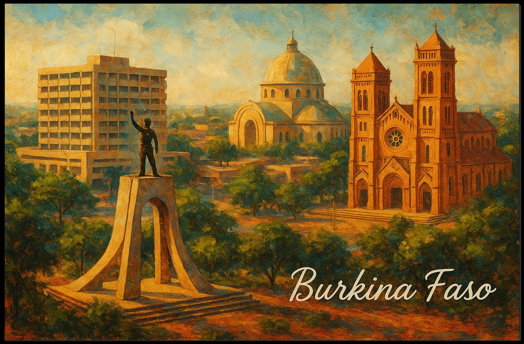 Burkina Faso Cultural Landmark Illustration Poster