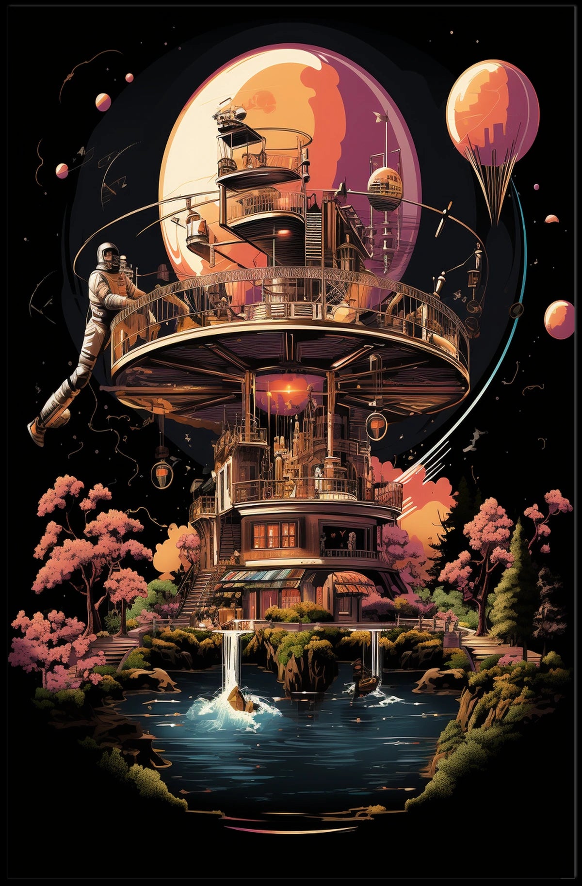 Futuristic Oasis Poster