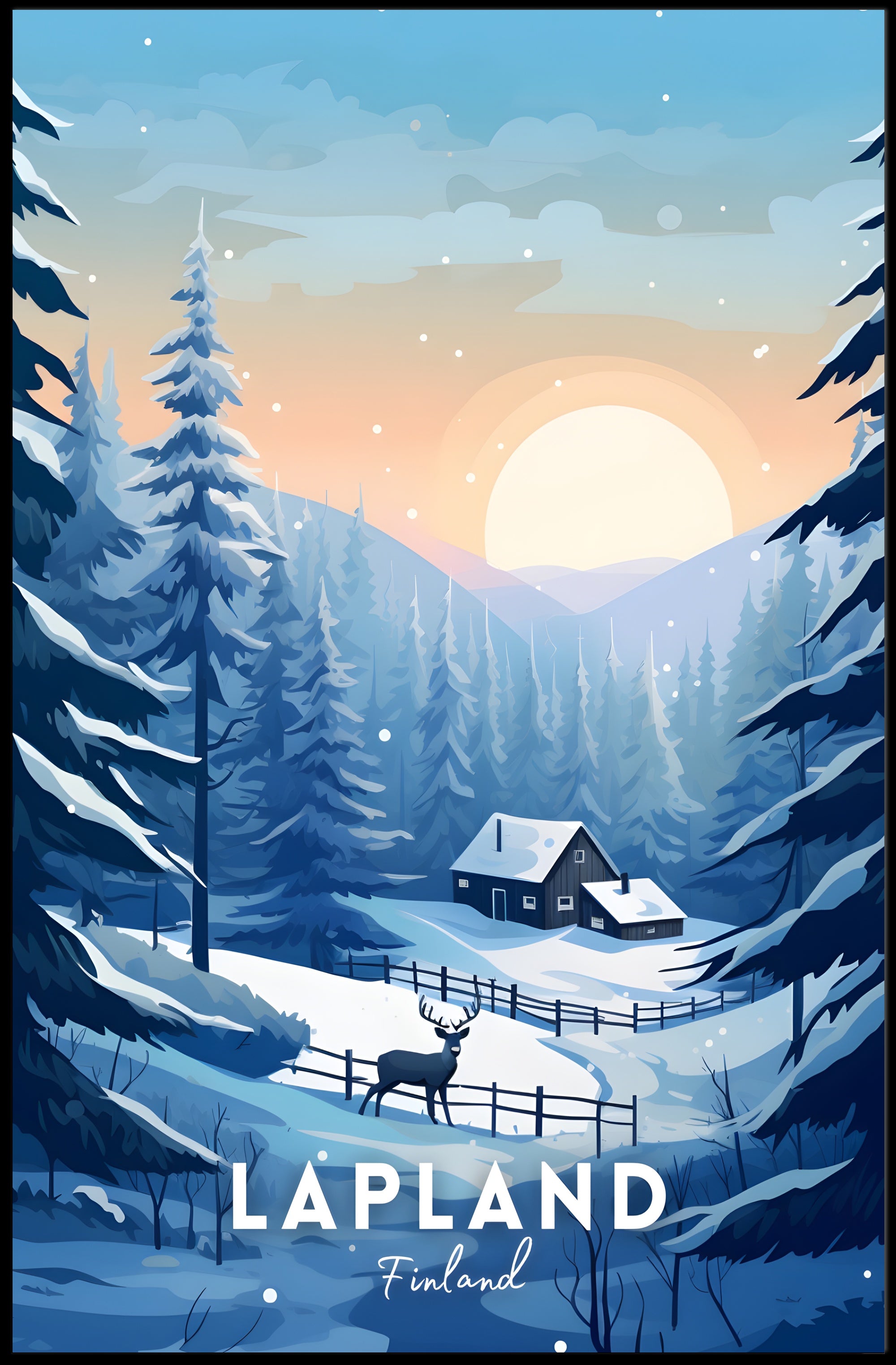 Serene Winter Scene in Lapland Travel Poster