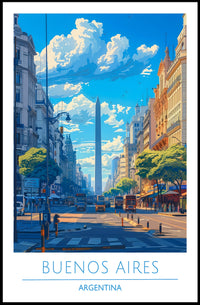 Buenos Aires Obelisk Vibrant Urban Cityscape Travel Poster