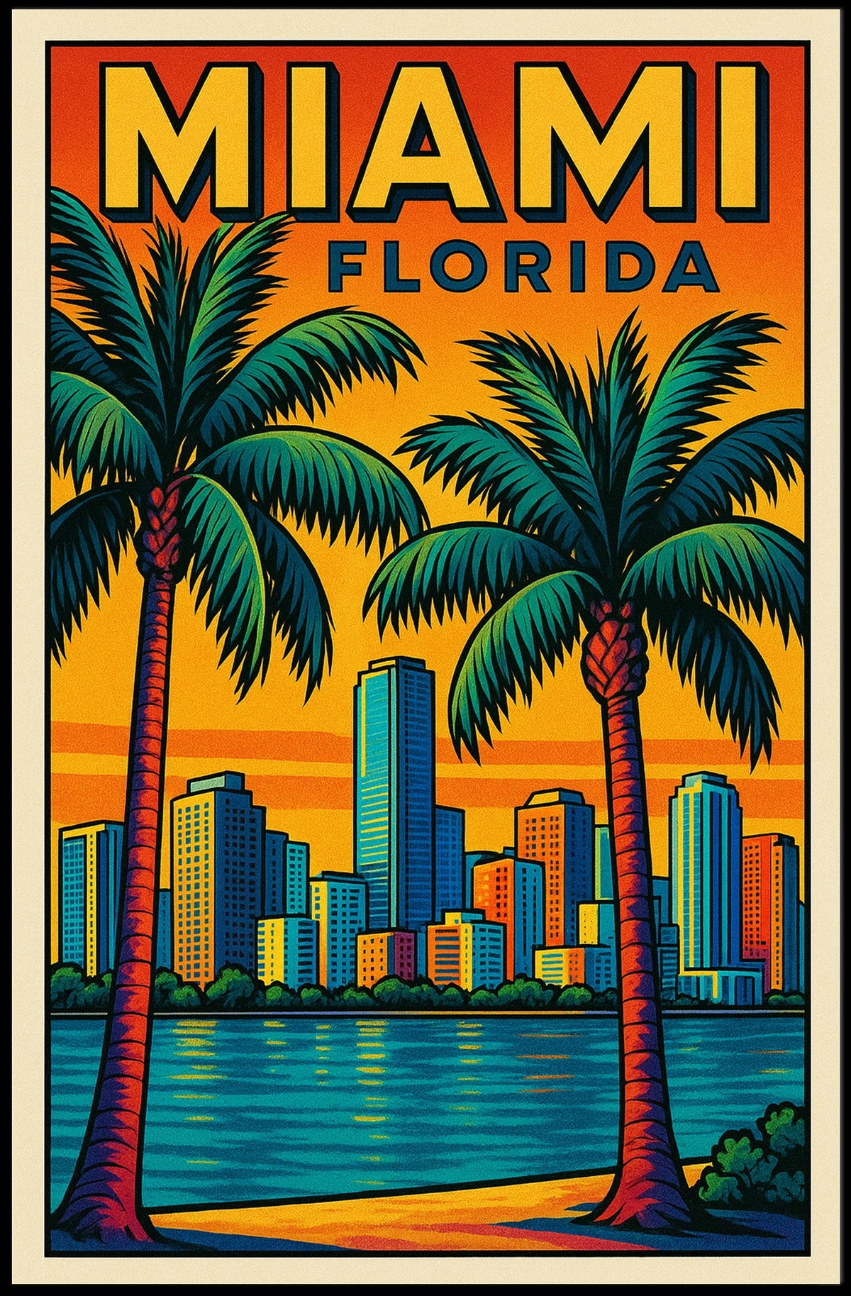 Miami, Florida Vibrant Cityscape Poster