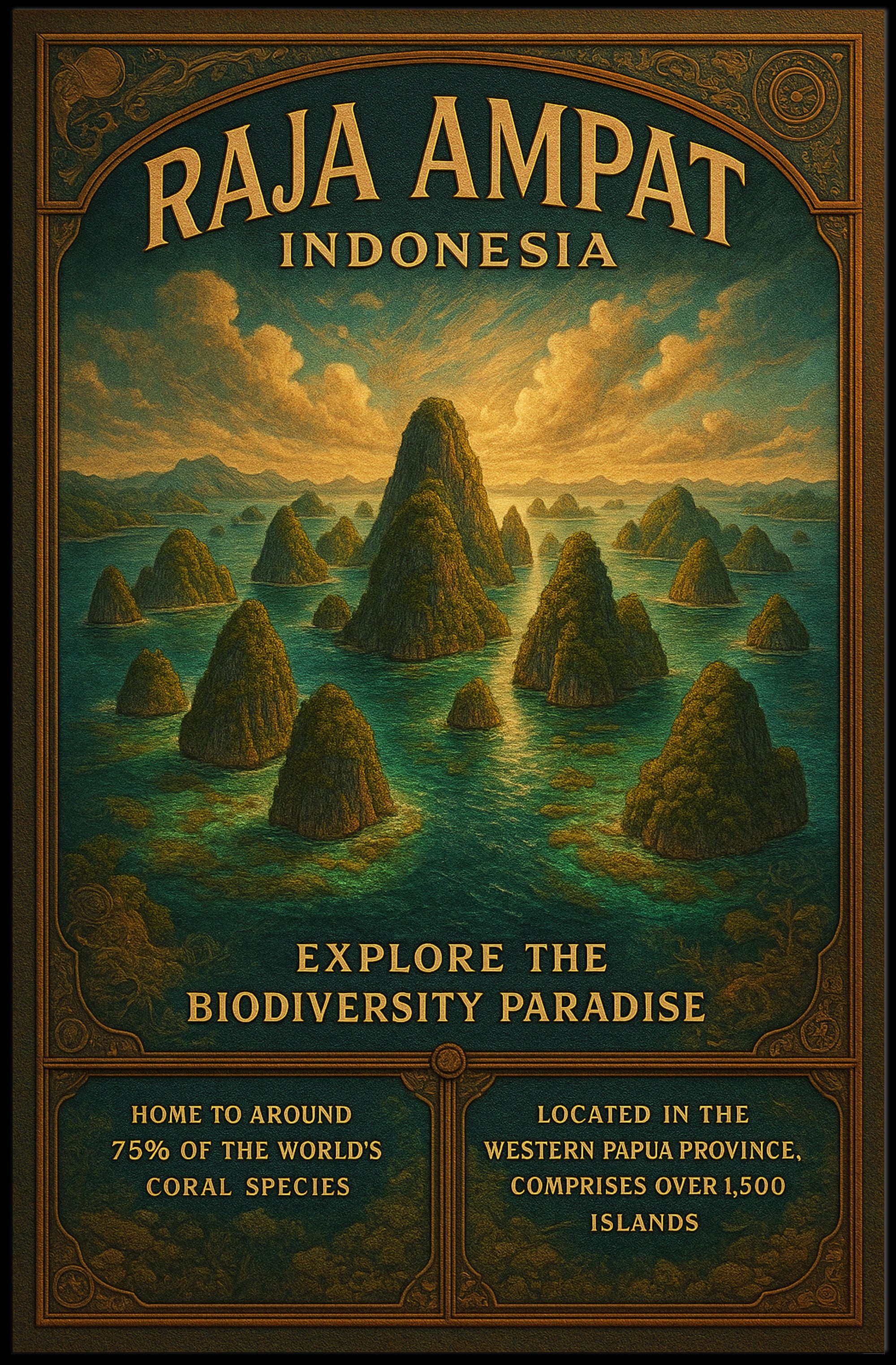 Raja Ampat Travel Poster Vintage Biodiversity Print