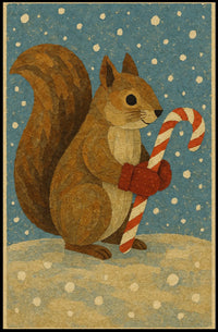 Squirrel Candy Cane Poster