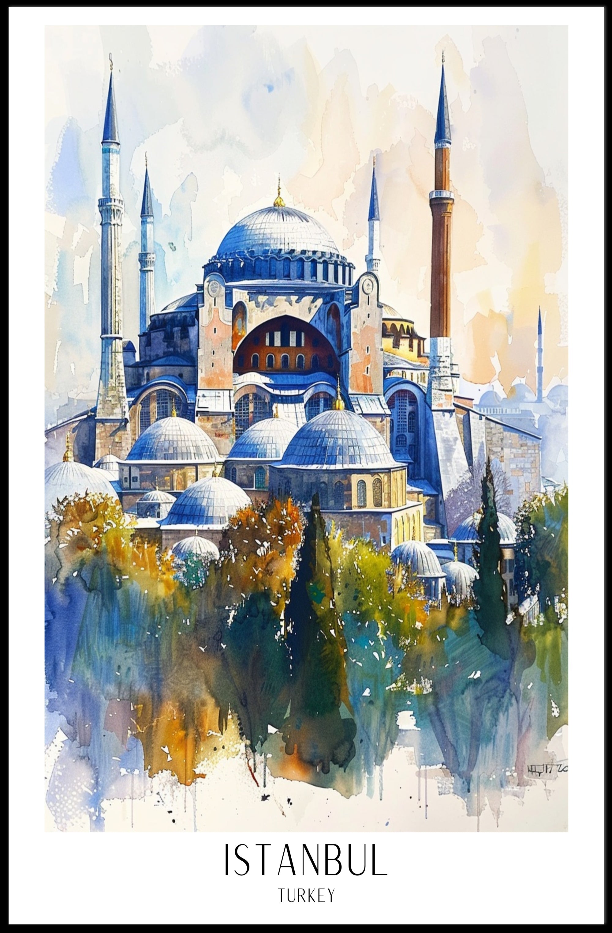 Hagia Sophia Watercolor Art Print Celebrating Cultural Heritage PosterGoat