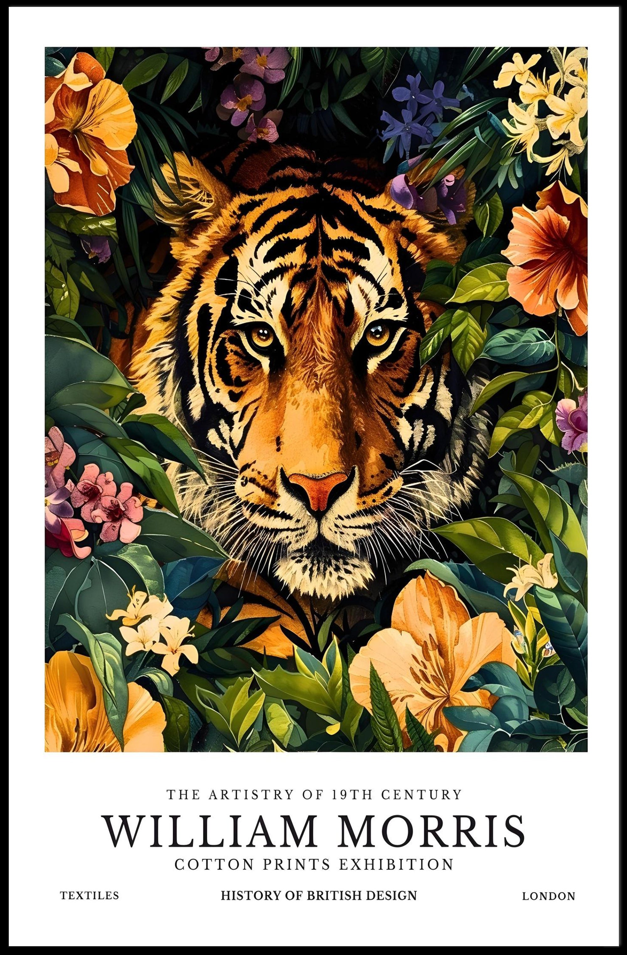 William Morris Tiger Illustration Art Poster - Animal Poster