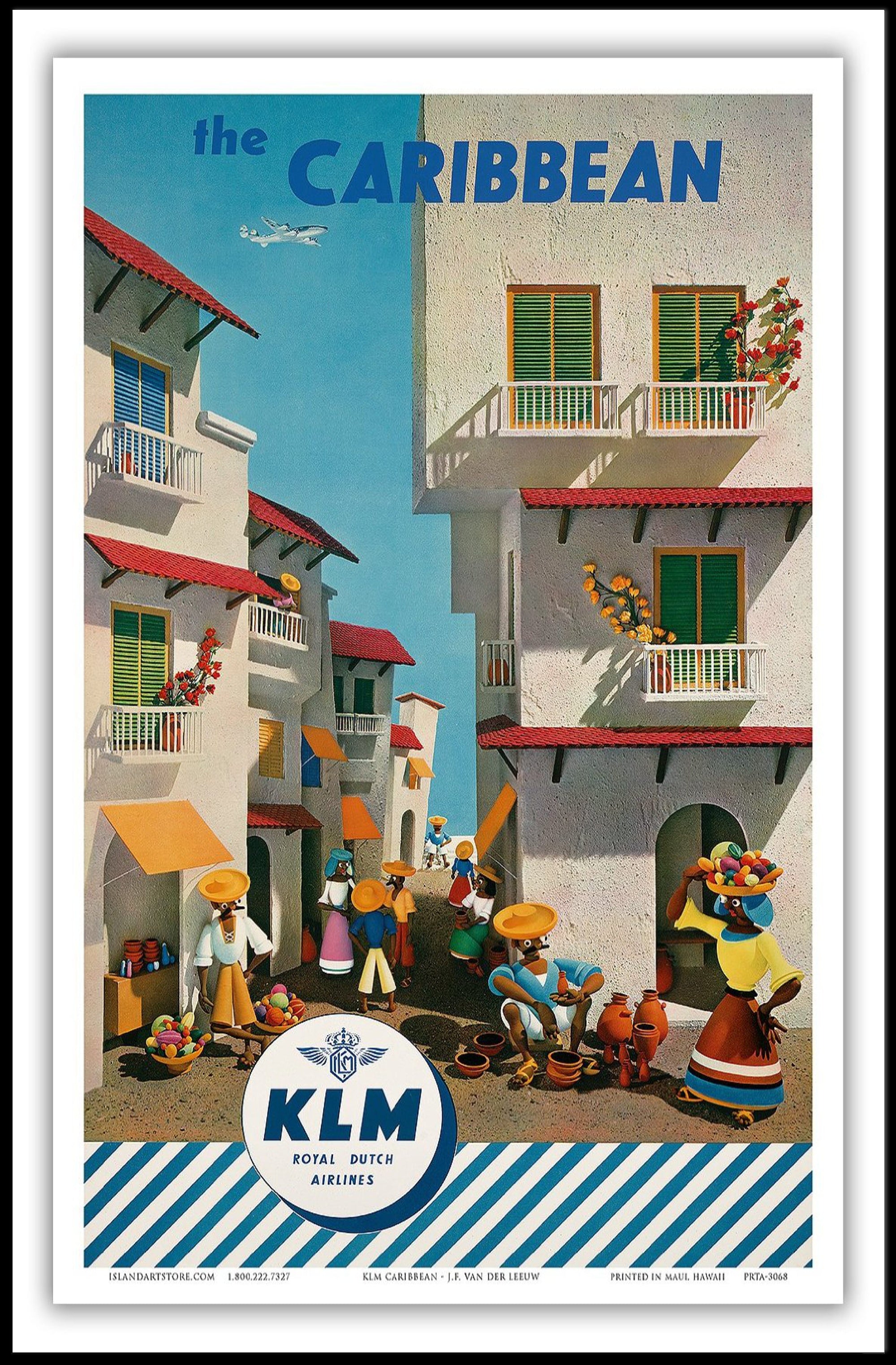KLM Caribbean Adventure Vintage Travel Poster PosterGoat