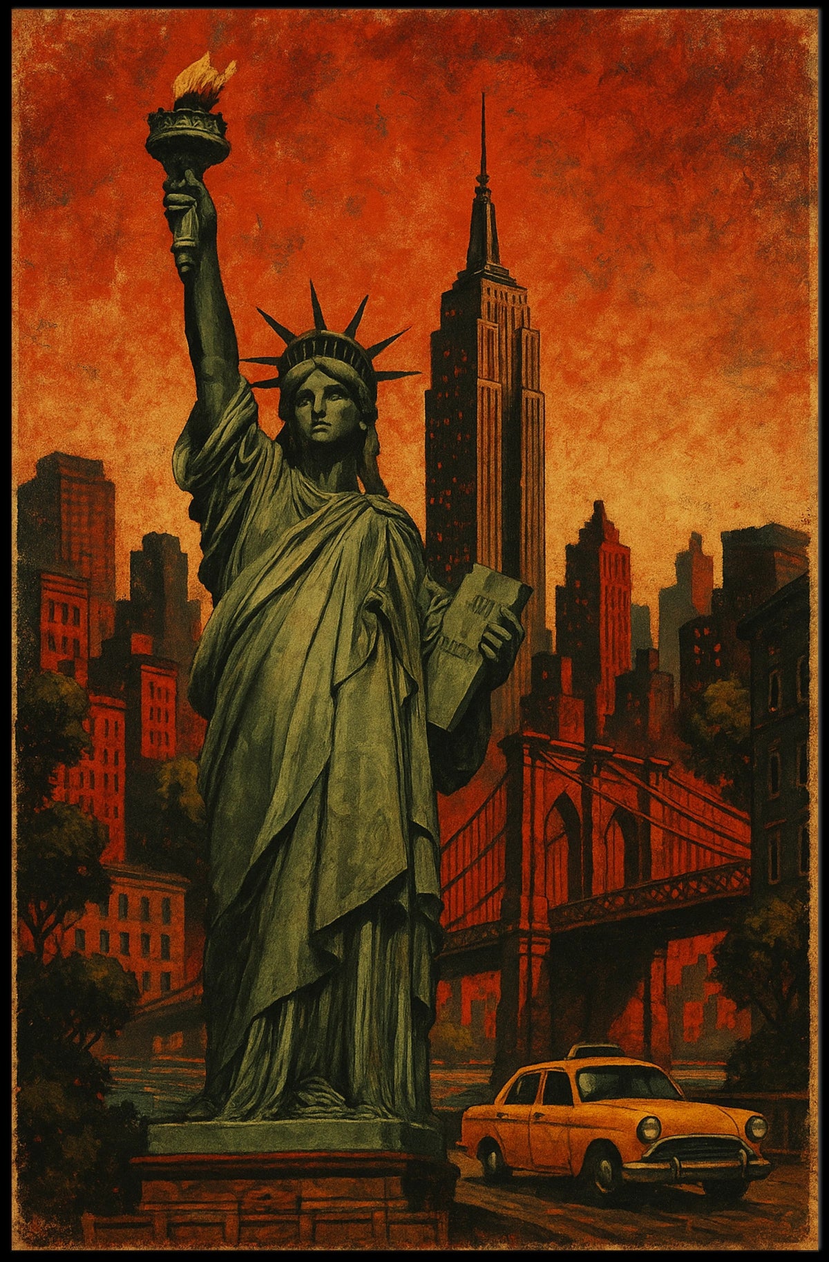 Iconic New York City Poster Wall Art Manhattan Night Print