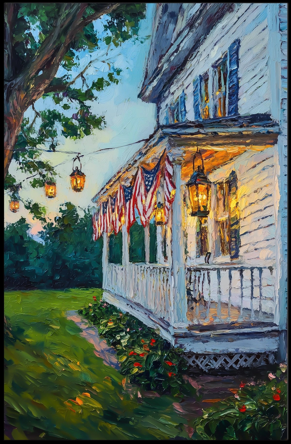 Vintage Rustic White Wooden House Wall Art Decor Poster