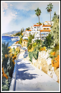 Coastal Mediterranean Scene Poster PosterGoat