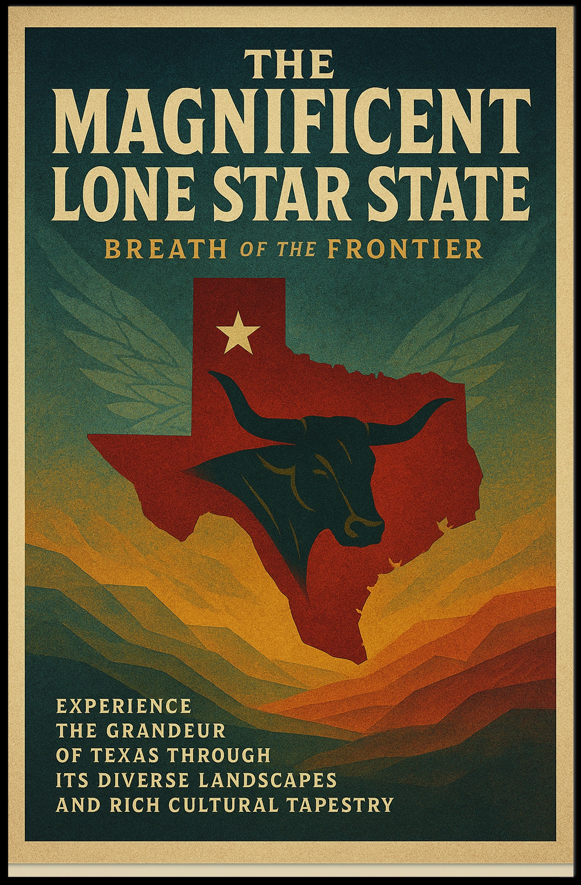 Texas Vintage Cultural Heritage Poster Wall Art