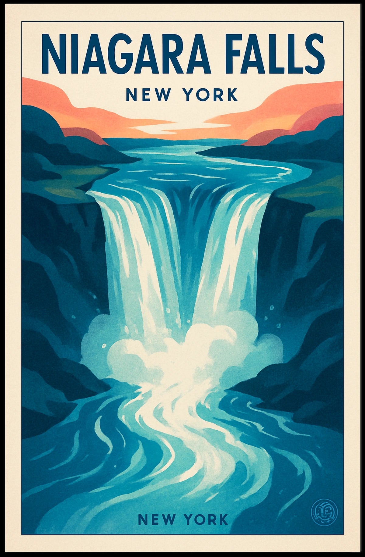 Niagara Falls Vintage Travel Art Poster Travel Poster