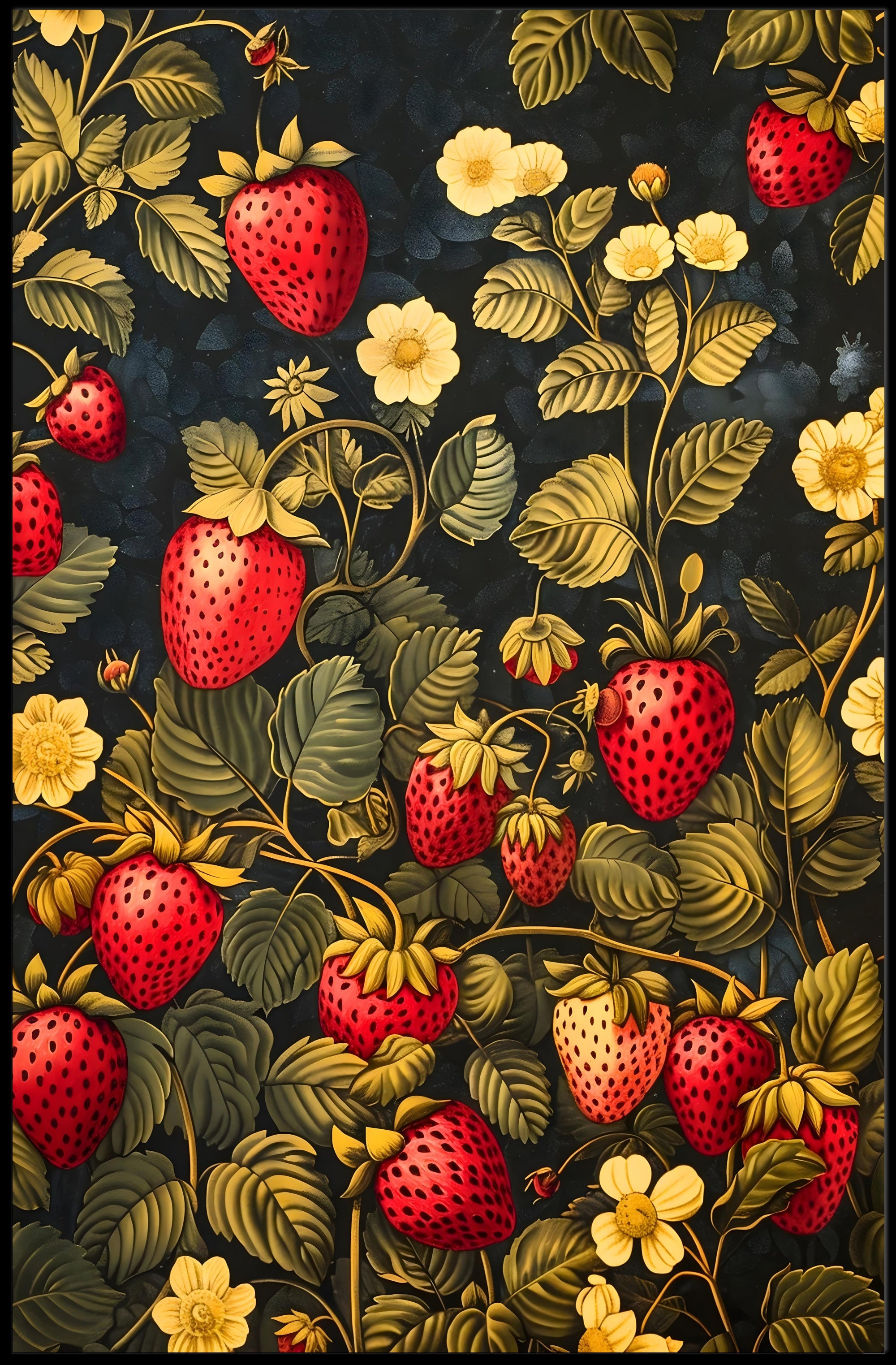 Strawberry Botanical Art Poster in Abstract or Artistic Poster