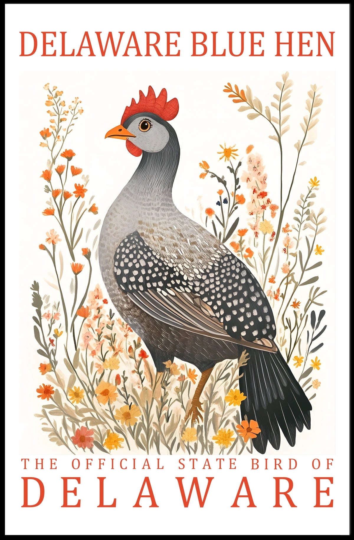 Delaware Blue Hen State Pride Art Poster