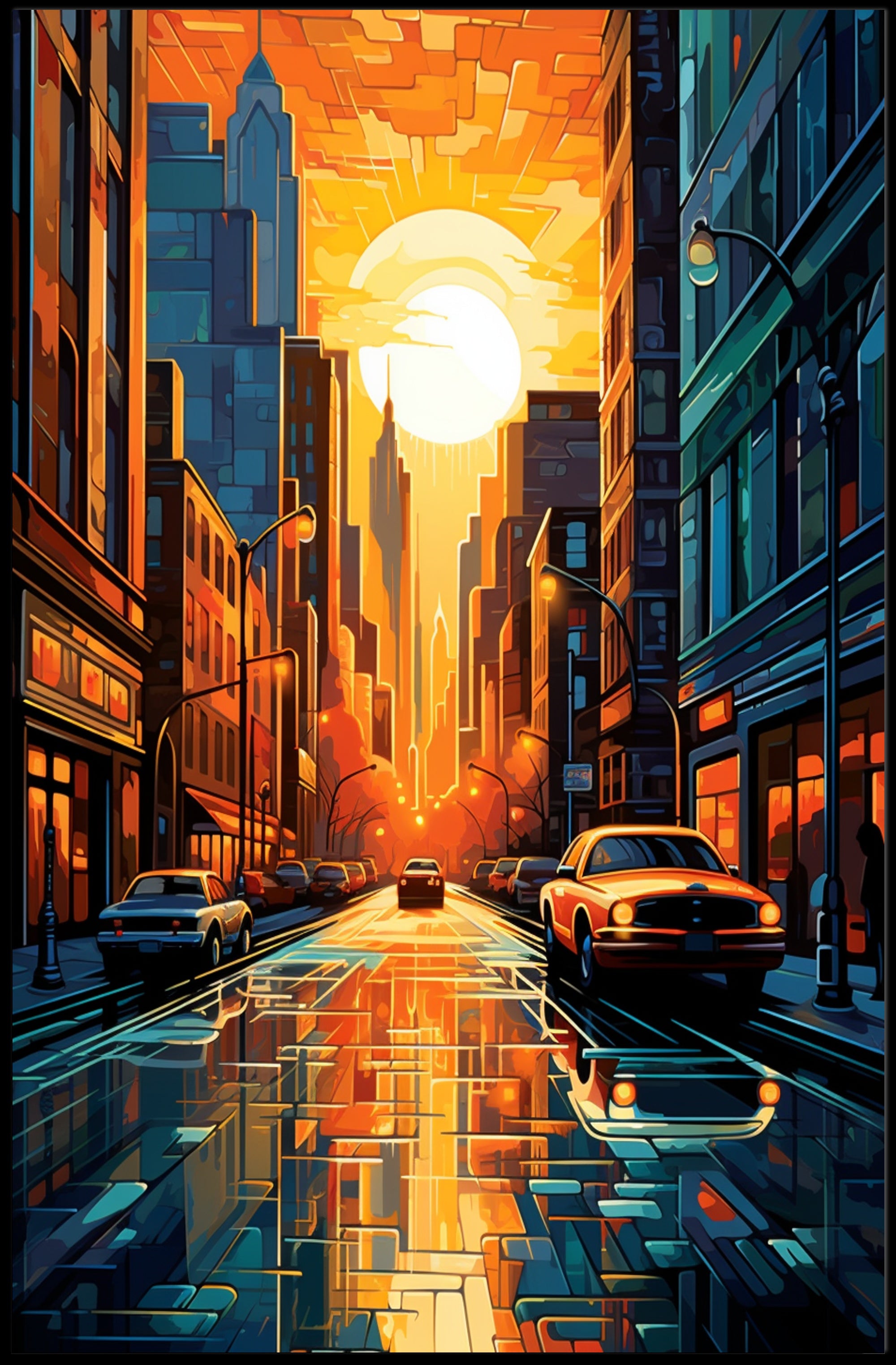 Urban Sunset Symphony Poster PosterGoat