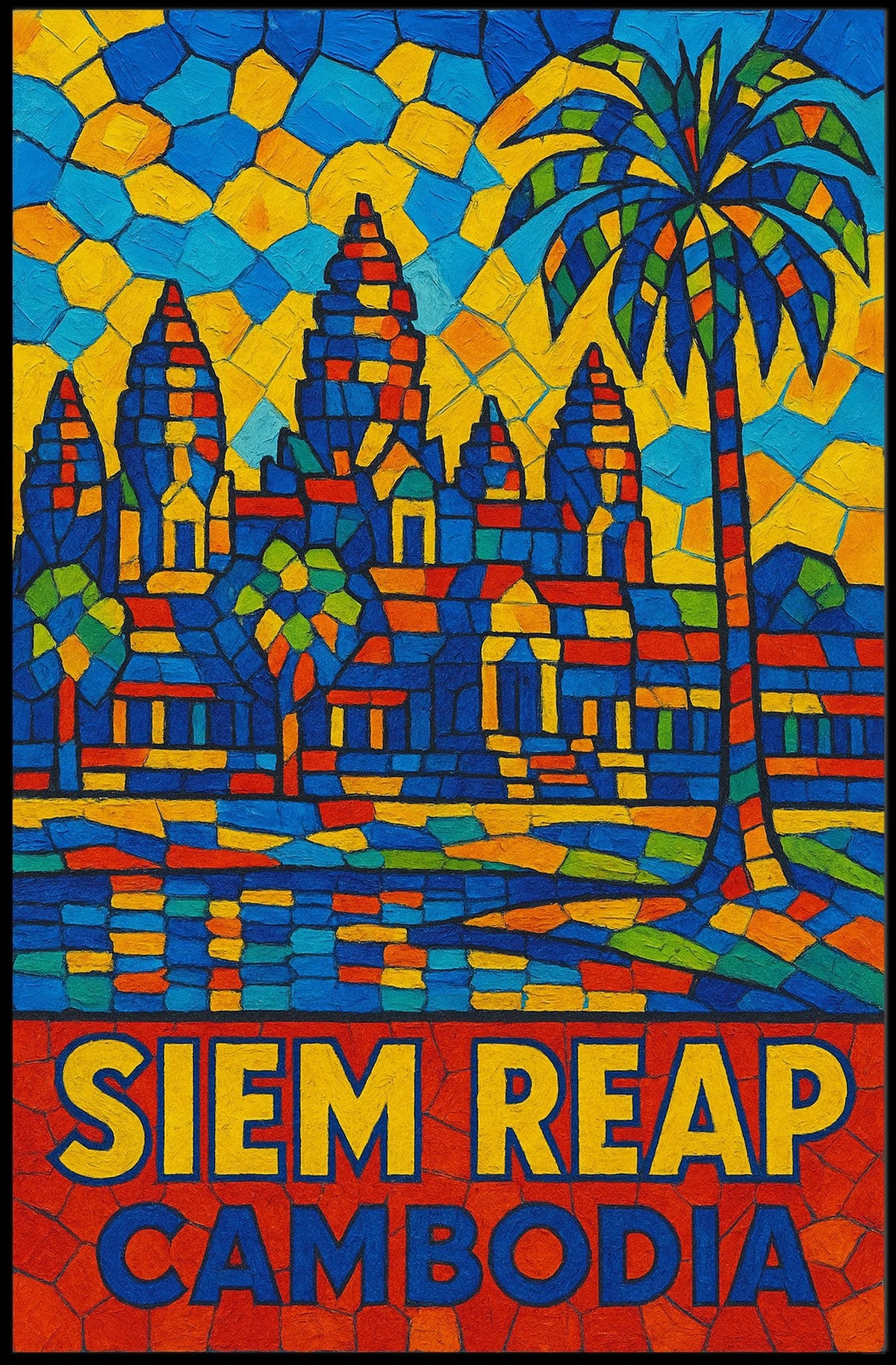 Siem Reap Vibrant Mosaic Poster