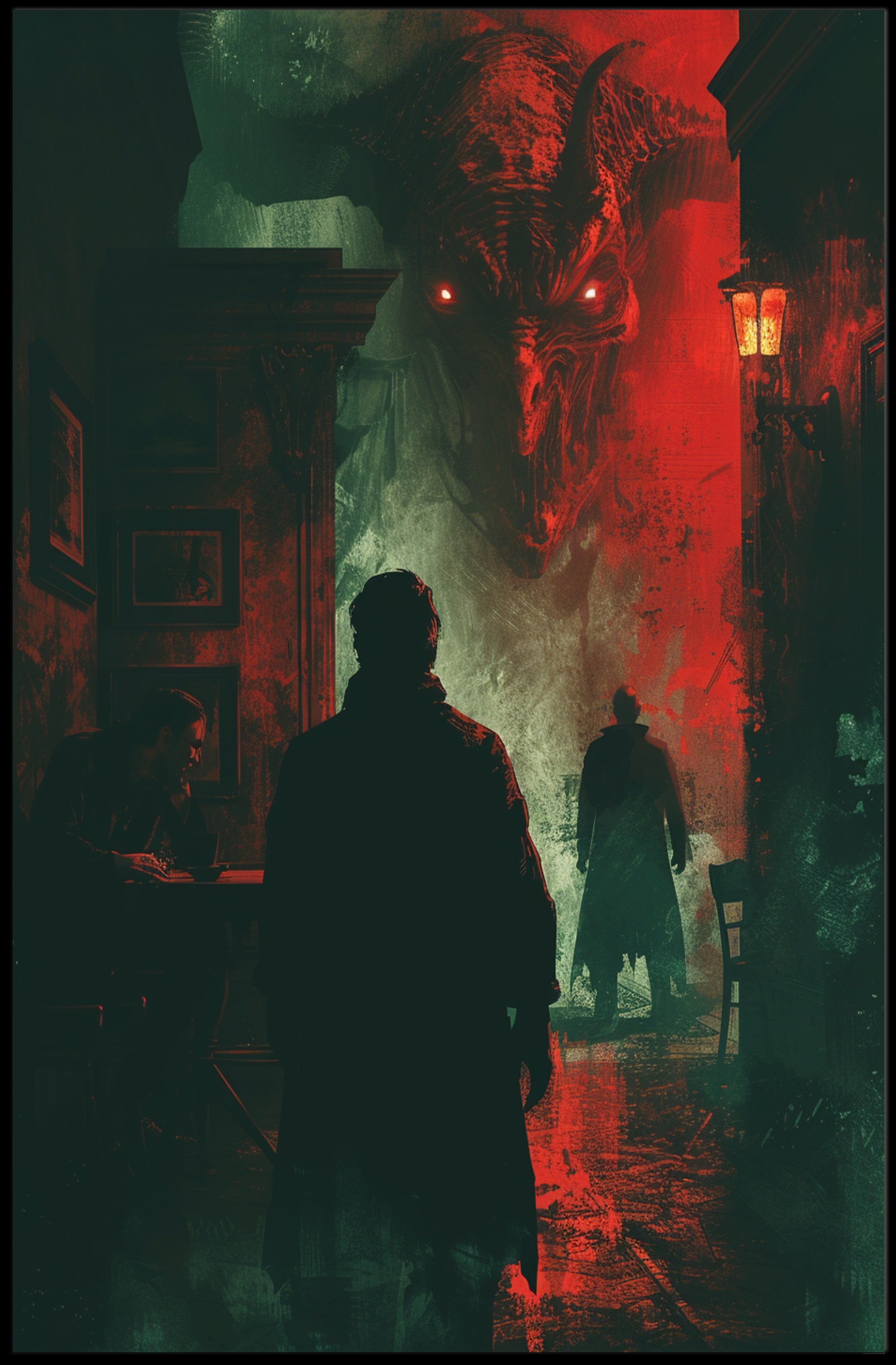 Dark Gothic Horror Scene with Investigators – Fantasy or Mythology Poster PosterGoat