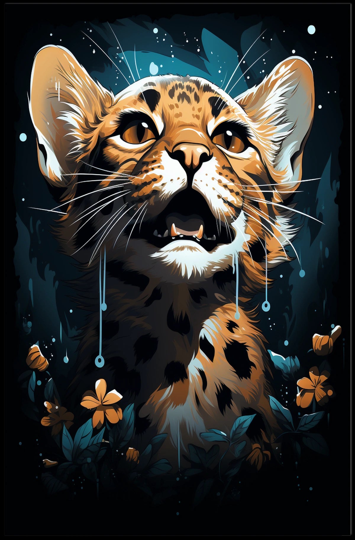 Mystical Jungle Leopard Surreal Art Poster Print