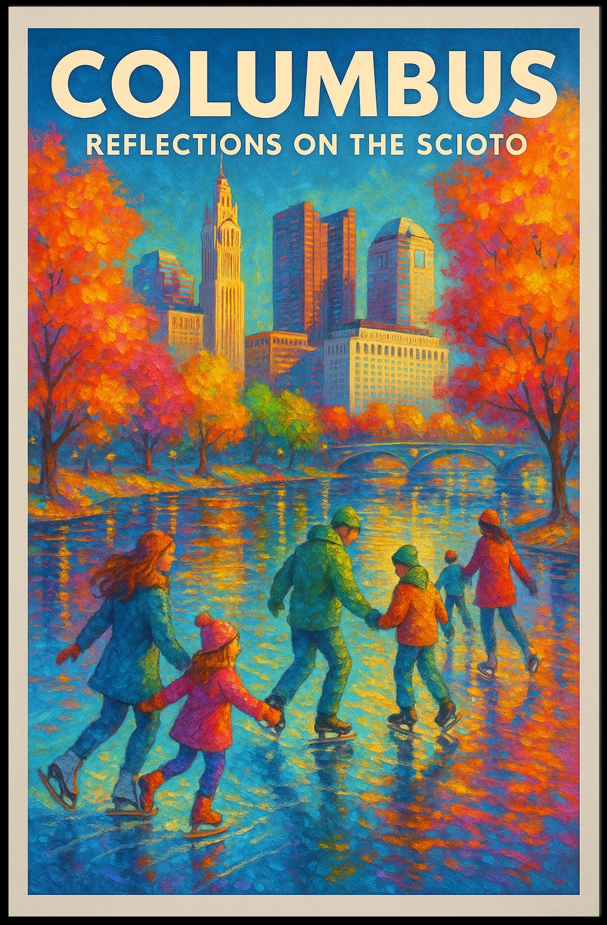 Columbus Reflections On The Scioto Poster