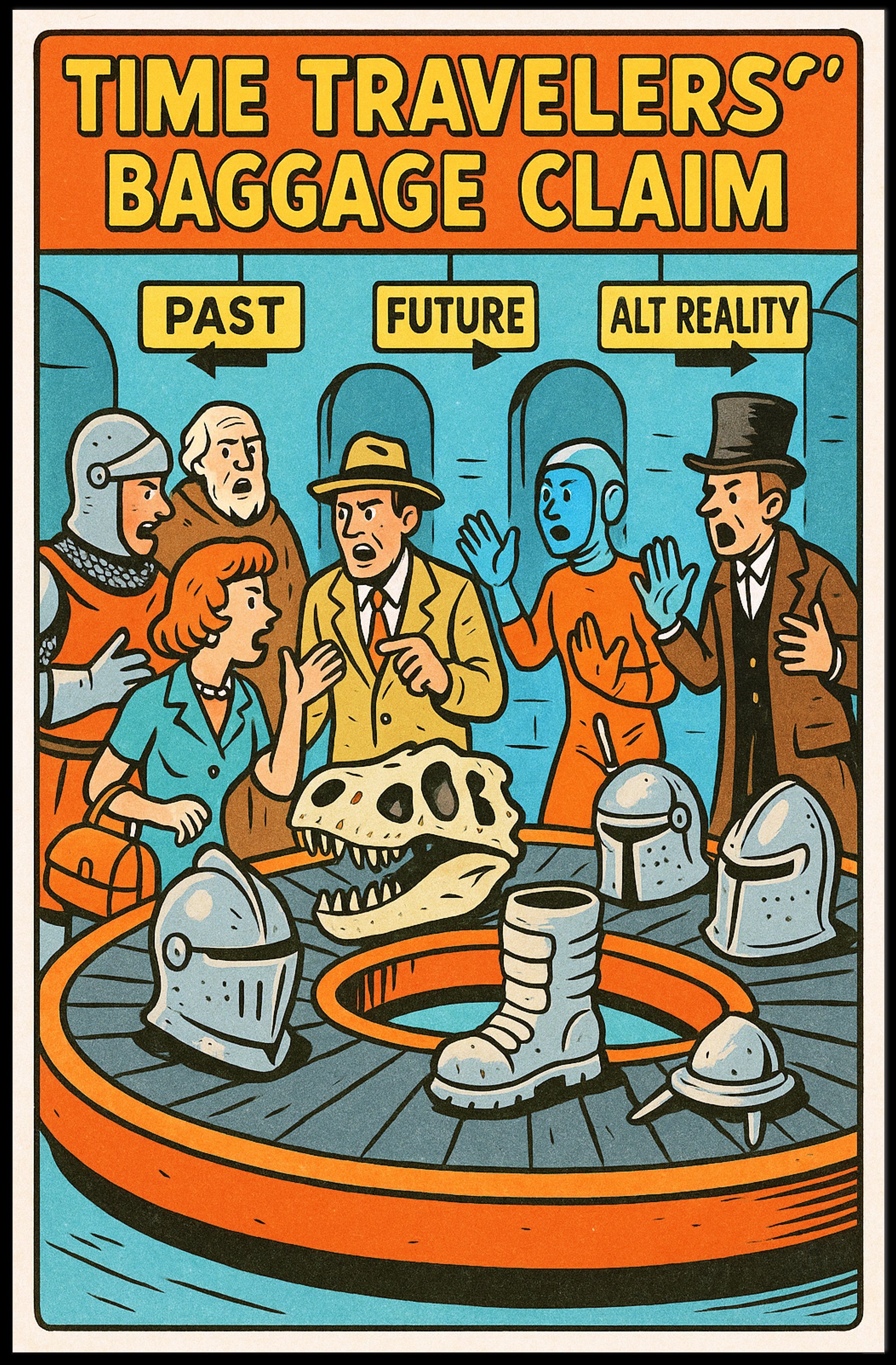 Time Travelers' Baggage Claim Poster PosterGoat