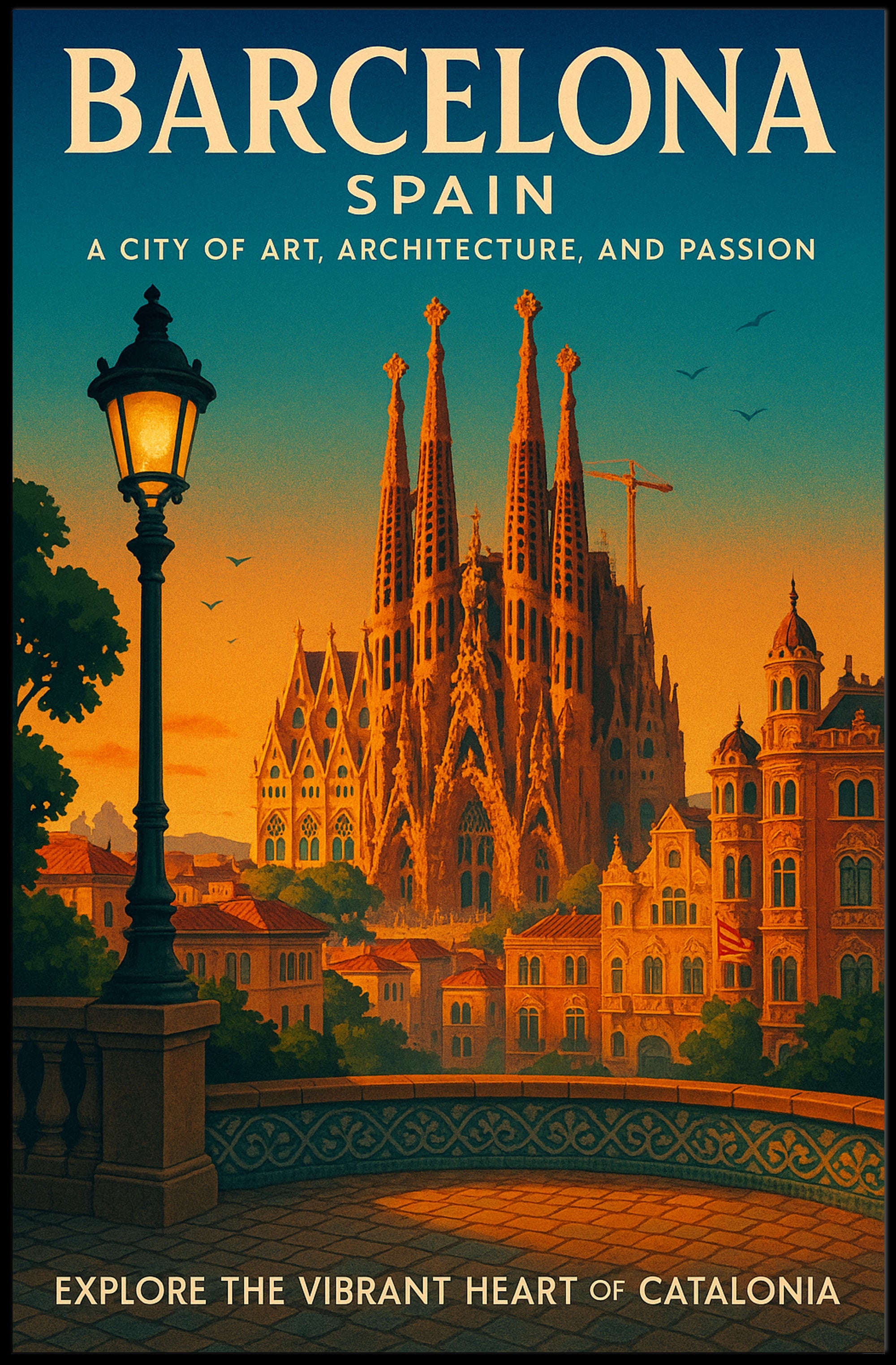Barcelona Travel Poster Modern Art And Architecture