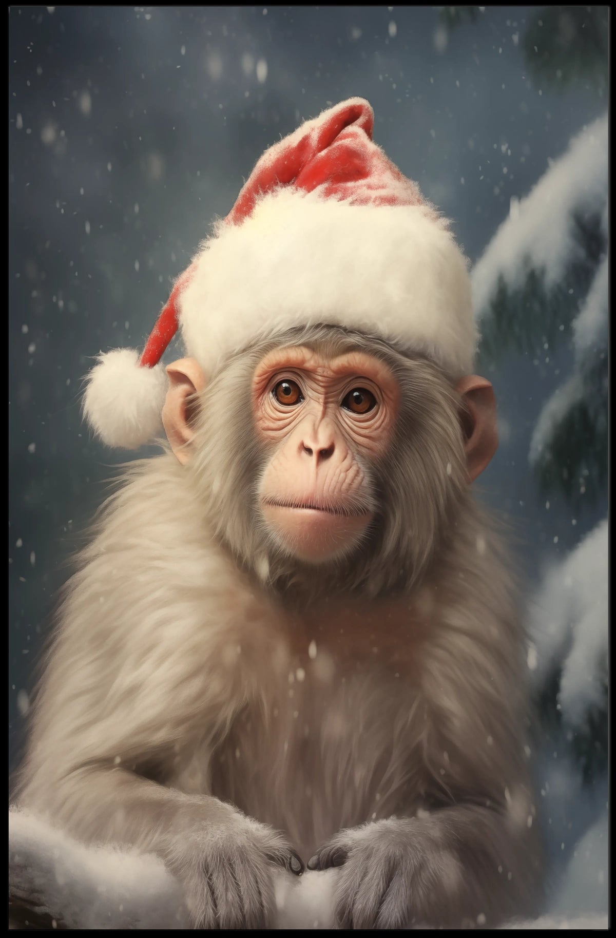 Festive Monkey In Winter Wonderland Poster