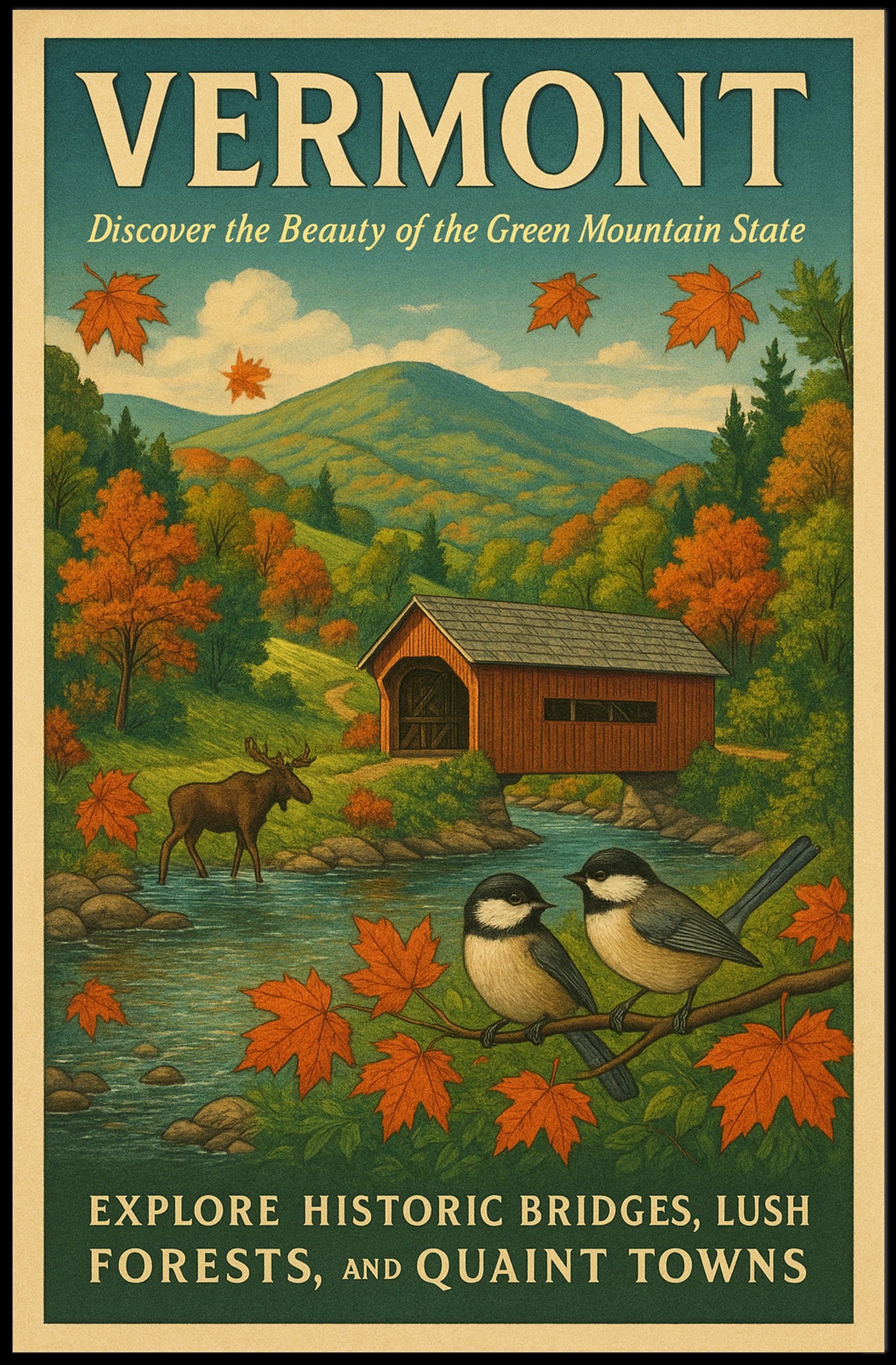 Vermont Charm Wall Art Poster Decor