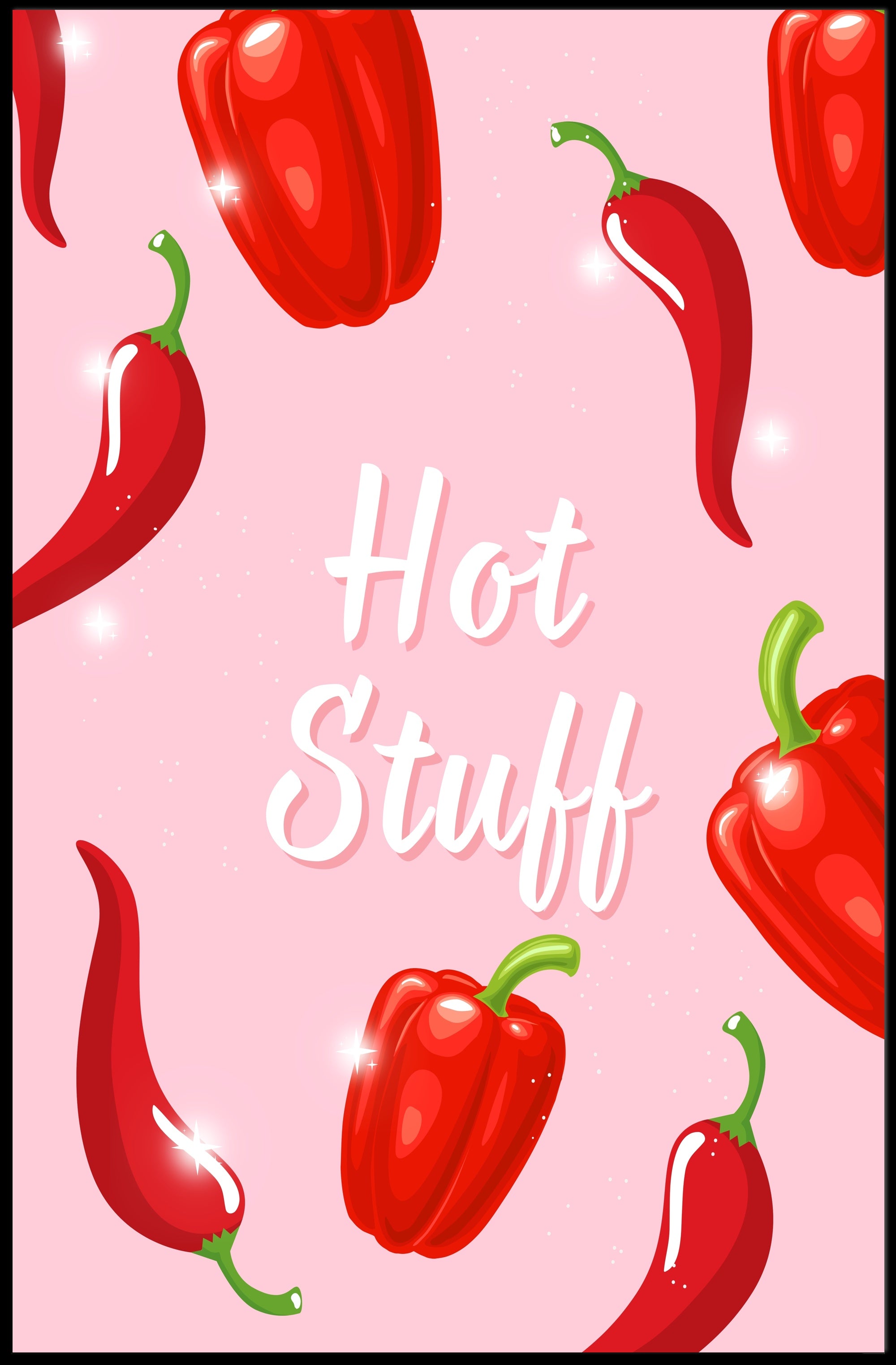 Spicy Peppers Illustration: Abstract Artistic Poster PosterGoat