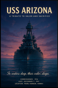 USS Arizona Poster Valor and Sacrifice for History Buffs