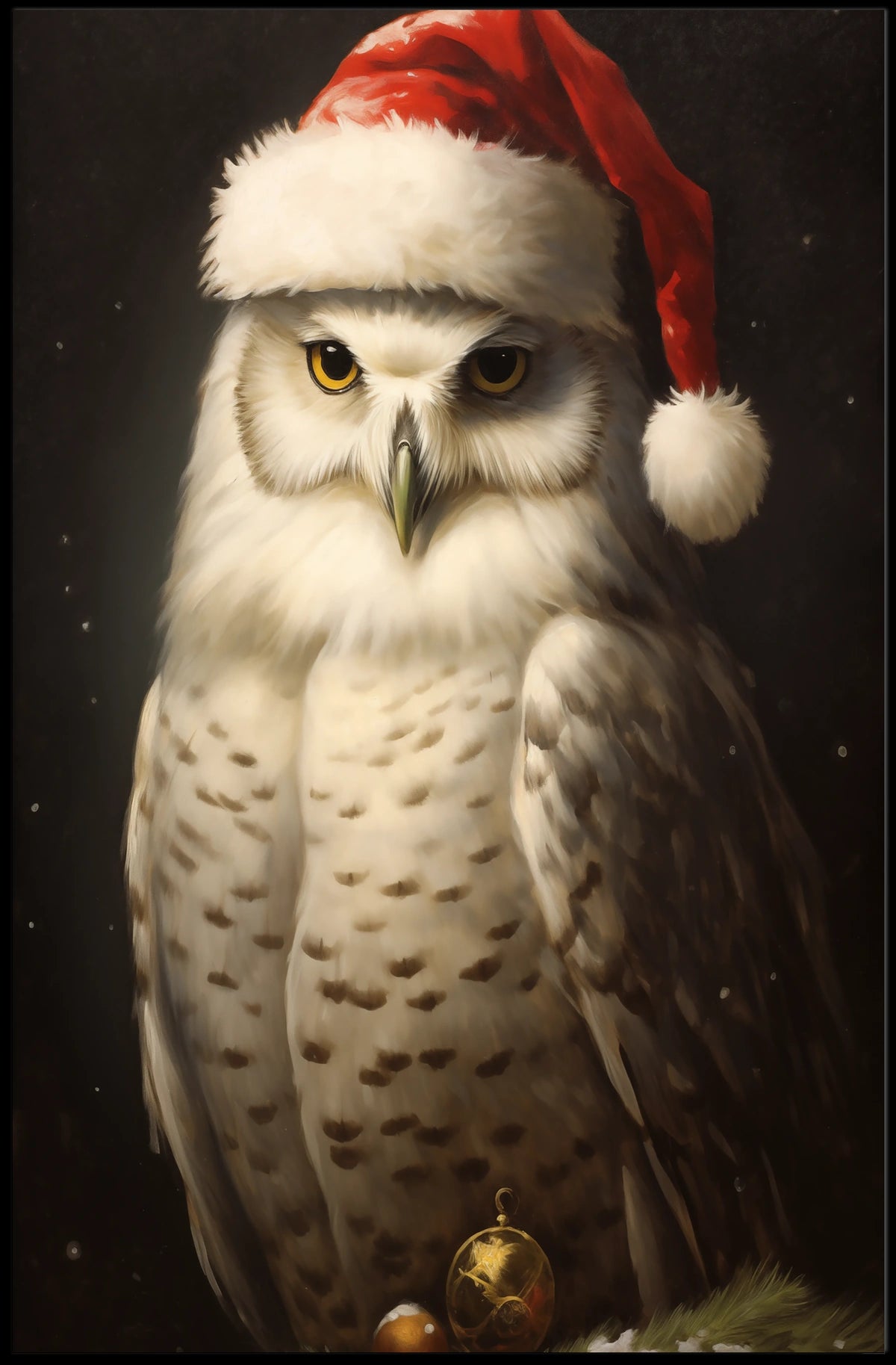 Festive Owl In Santa Hat Poster