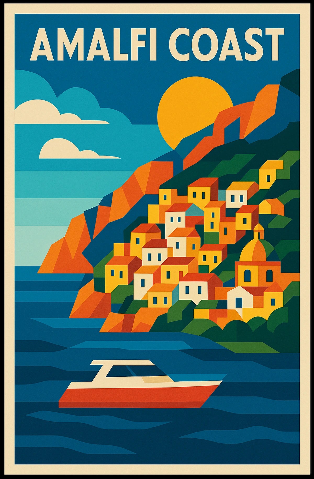 Amalfi Coast Poster Wall Art Scenic Coastal Decor Artwork