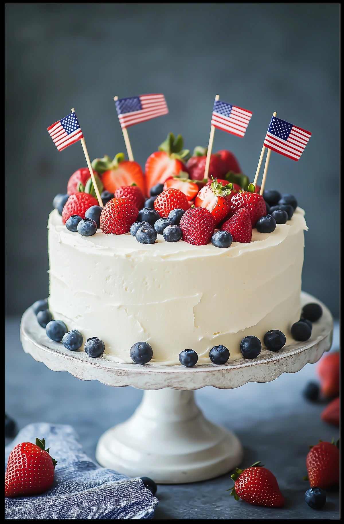 patriotic cake with white icing Poster