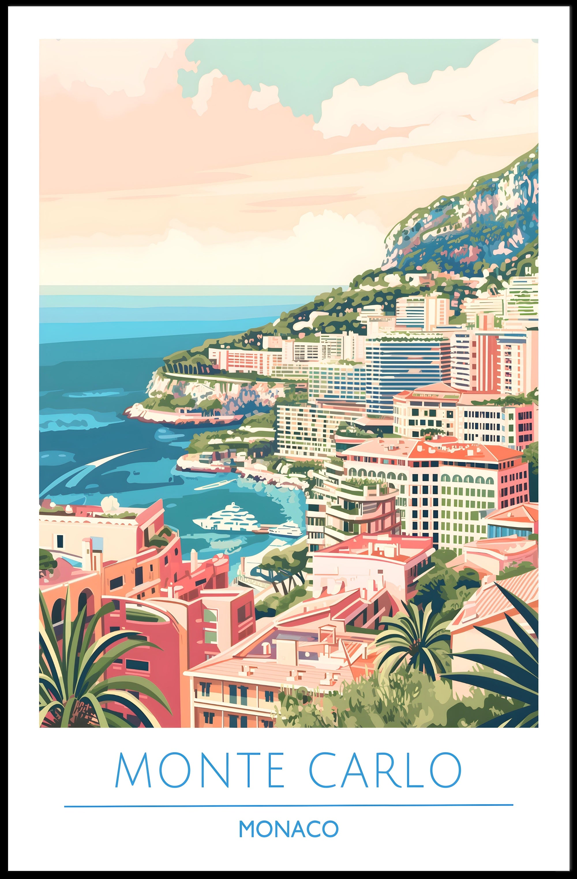 Monte Carlo Coastal Elegance Travel Poster