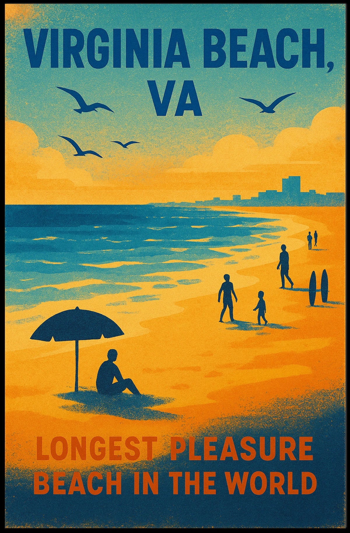 Virginia Beach, VA Longest Pleasure Beach Poster