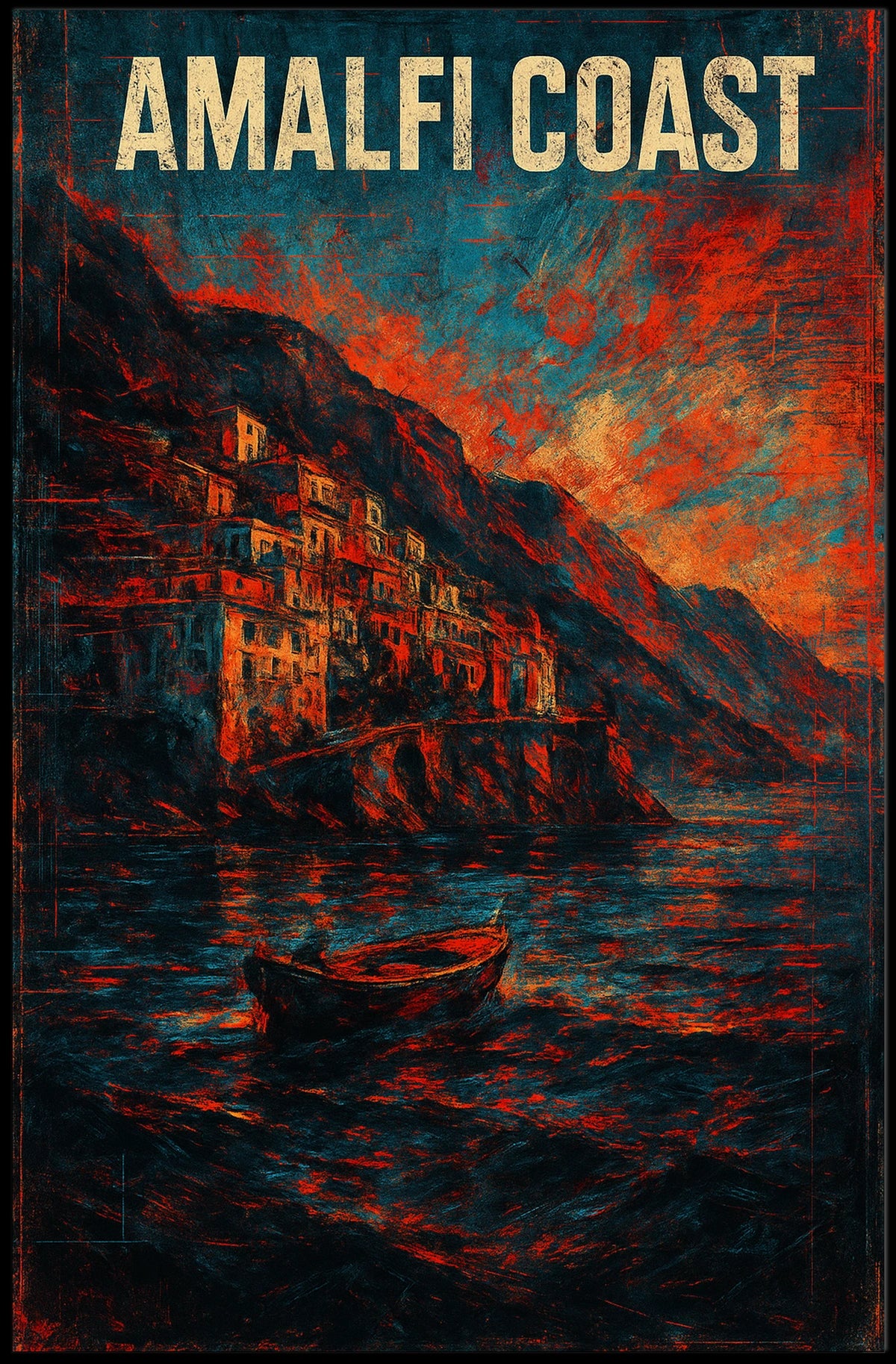 Amalfi Coast Poster Wall Art for Coastal Home Decor