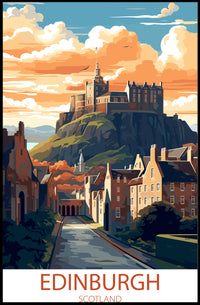 Edinburgh Castle Illustrated Travel Poster