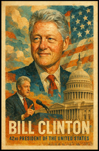 Bill Clinton 42nd President of the United States Layered Digital Collage Poster