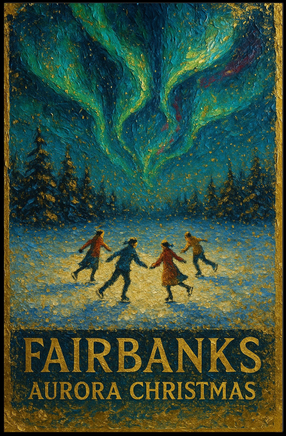 Fairbanks Aurora Christmas Poster